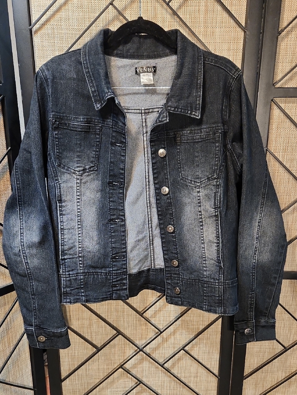 VENUS Stretch Black Denim Jacket